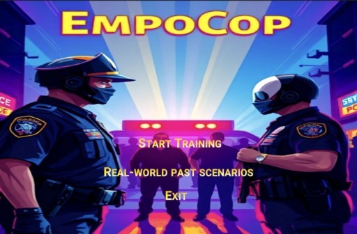 EmpoCop title screen reproduced in the team's project manuscript